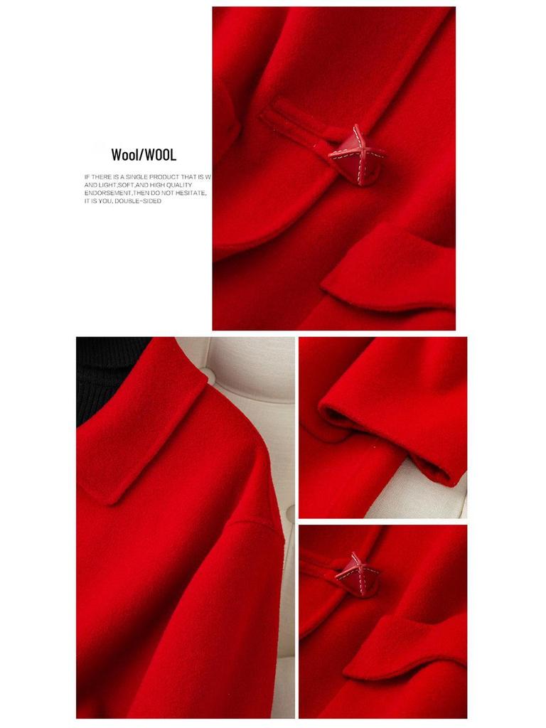 New Autumn/Winter Double-Faced 100% Wool Coat with Peter Pan Collar - Mid-Length, Loose Fit, Fashionable Temperament Overcoat