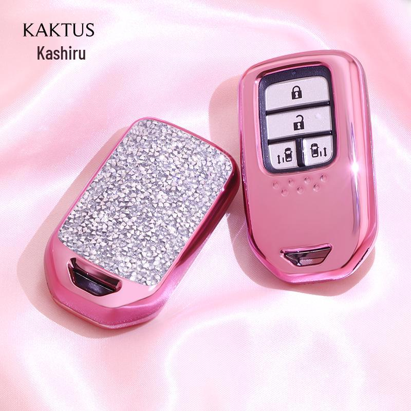 KAKTUS Diamond-Studded Rhinestone Key Case for Honda Crider, Accord, CRV, Civic, Fit