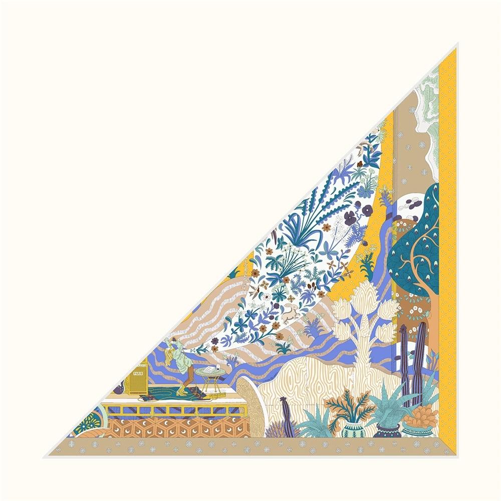 Spring And Autumn Triangle Twill Scarf Shawl Hijabs Luxury Plant Floral Printed Bandana Foulard Neckerchief For Ladies