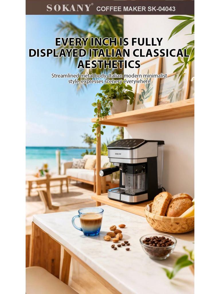 European Standard Italian Semi-Automatic Espresso Machine with High-Temperature Steam and Milk Frothing Capability