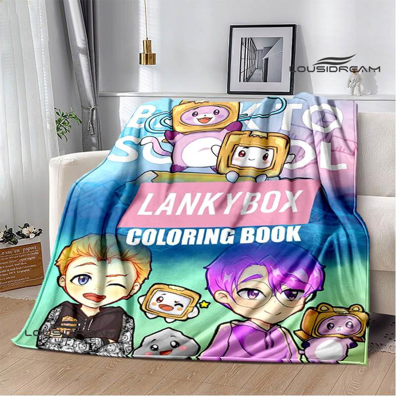Cute Lankybox Foxy Boxy cartoon Printed blankets Picnic blanket Flannel Warm blanket Travel Blankets bed linings Birthday Gift