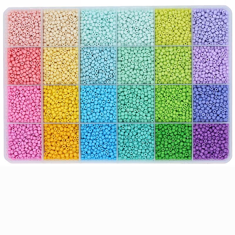 24-Grids Kit 3mm Loose Glass Beads Colorful Handmade Seed Beaded Set Box for DIY Bracelets Necklaces Making Jewelry Accessories