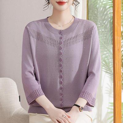 Stylish Spring/Autumn Knitwear for Middle-Aged & Elderly Women: Fashionable Loose-Fit Tops
