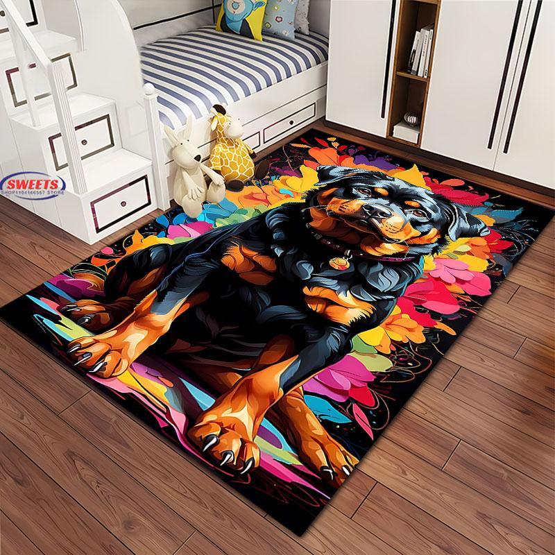 Zvířecí téma Roztomilý pes Velkoplošný koberec pro domácí obývací pokoj Dětská ložnice Pohovka Vstupní rohožka Kuchyňská podlahová rohož Protiskluzová Dekorační rohož