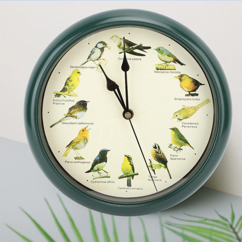 10 Inch Wall Clock Multipurpose Cuckoo Round Silent Punctual Bird Calls Christmas Music Indoor Wall Clocks for Living Room
