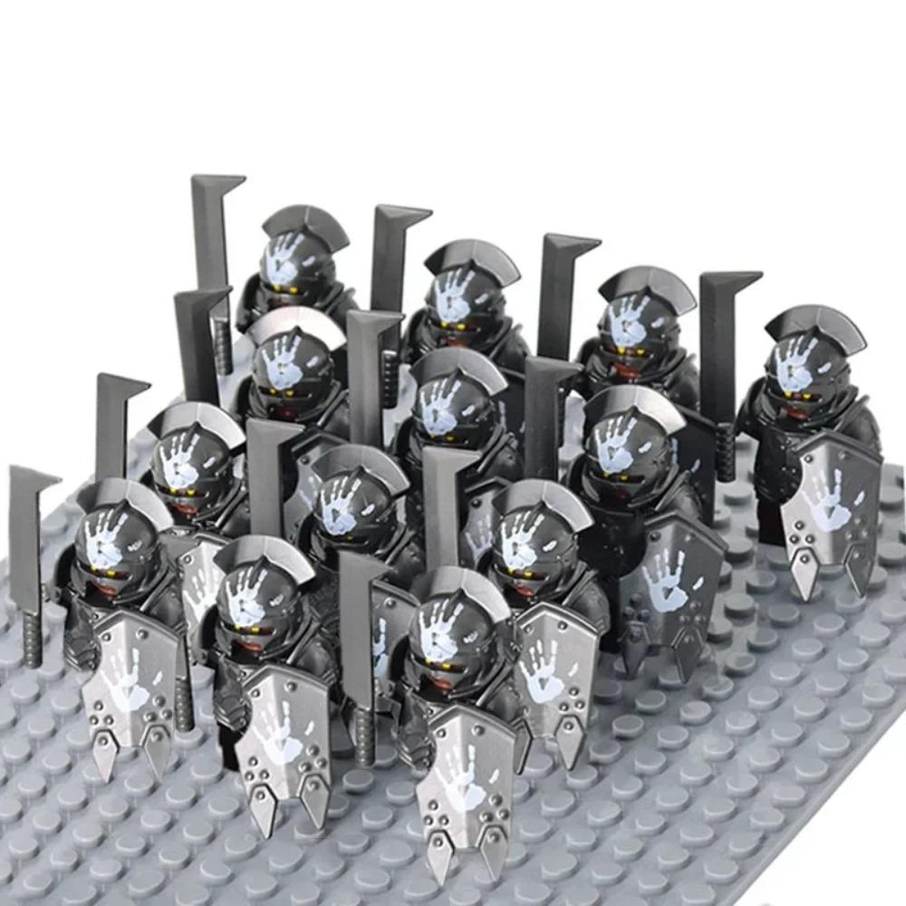 13Pcs Mini Gondor Battle Spearman Body Gurad Infantry VS Roman Solider Eomer Rohan Warriorr Figures Blocks Set Toys for Kids