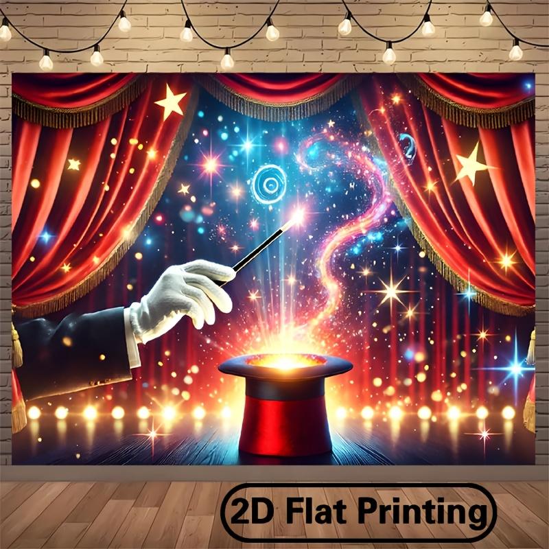 2D flat banner -1pc Magic Wizard Hat Trick polyester background, multi-purpose indoor and outdoor banner decoration