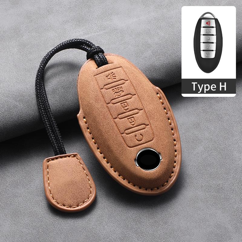 5 Buttons Leather Car Remote Key Case Cover For Nissan X Trail T32 2020 Rogue Patrol Murano Htrail Maxima Altima Sentra Qashqai