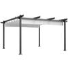 Gazebo Pergola 4x4 M with Retractable Canopy, 8 Screws and 8 Stakes In Aluminum, Polyester and Metal, White