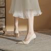 83113 High-heeled Wedding Shoes Women's 2025 New Pointed Bridal Shoes French Pearl Bridesmaid Shoes Stiletto Shoes