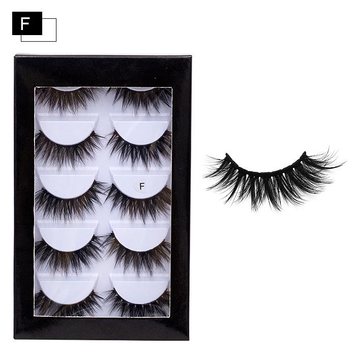 

5D Chemical Fiber False Eyelashes 5 Pairs Of Thick Natural Curl Simulated Eyelashes