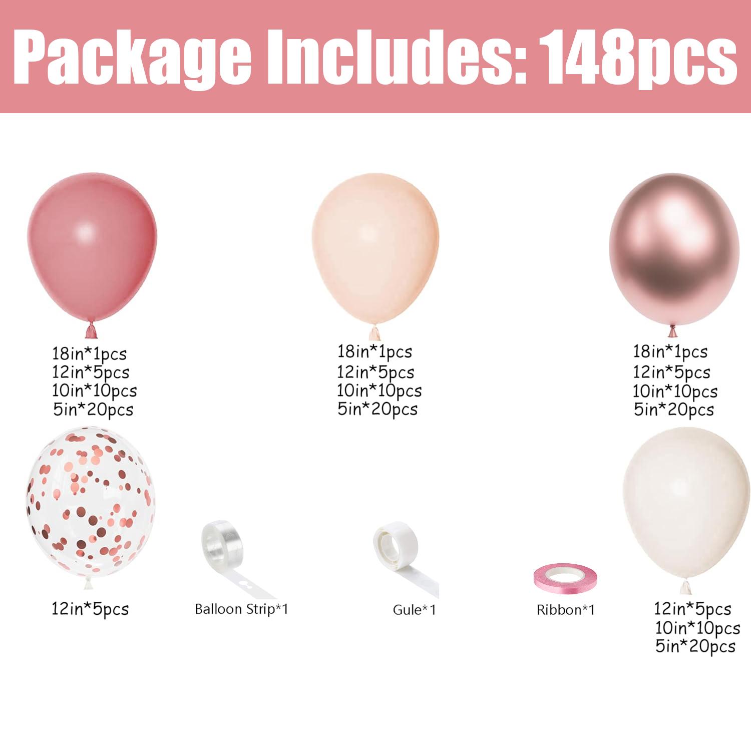 

148PCS Retro Pink Latex Balloon Set Suitable for Birthday Parties, Weddings, Valentine s Day Party Decoration Other