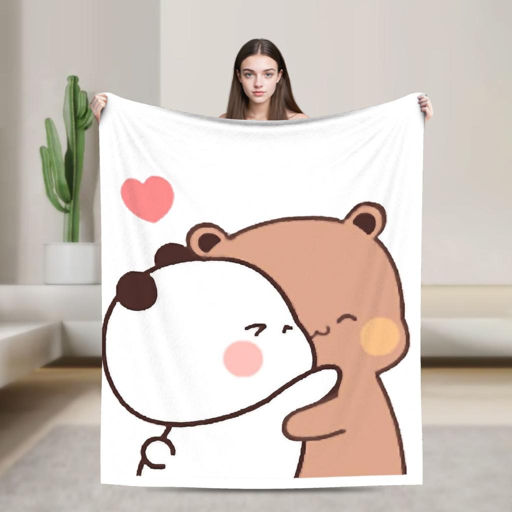 Cute Bubu Dudu Hug Blankets Panda Bear Fuzzy Novelty Warm Throw Blanket for Bedspread Textile Decor,