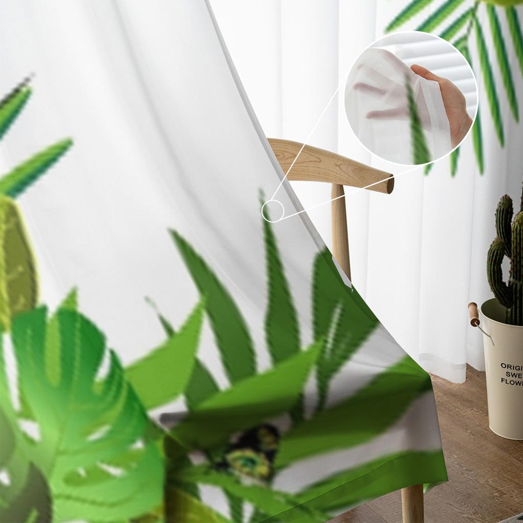 Tropical Flowers And Leaves Sheer Curtains For Bedroom Living Room Kitchen Window Voile Tulle