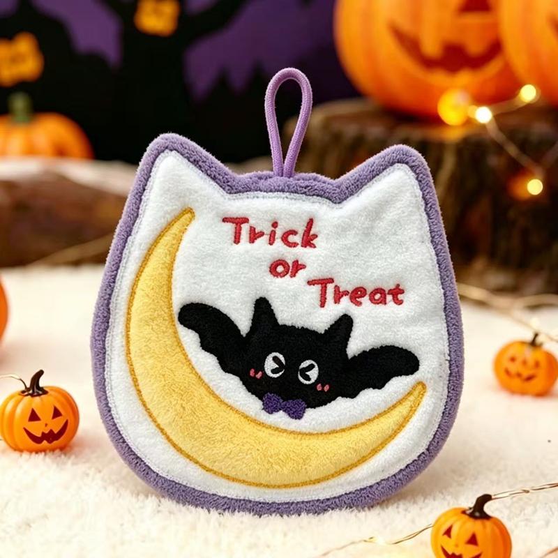 Halloween Hand Towel Cartoon Pumpkin Ghost Bat Handkerchief Halloween Absorbent Towel Kitchen Hanging Towel Bathroom Handcloth