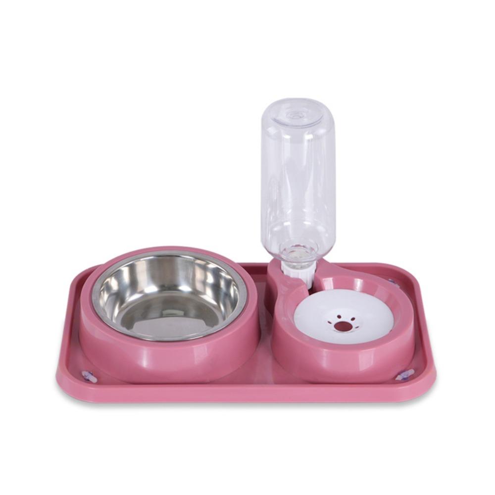 

Миска из нержавеющей стали для кошачьего корма и воды, съемная, контейнер для воды для питомцев, для влажного и сухого корма розовый