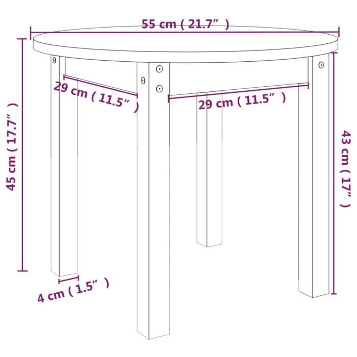 VidaXL Table basse Marron miel Ø 55x45 cm Bois massif de pin 822330