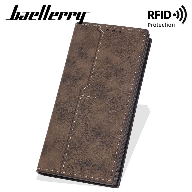 Baellerry RFID Anti Theft Protection Card Holder for Men Vintage Design Long Wallets Business Fashion Coin Purse Cash Bags GZW