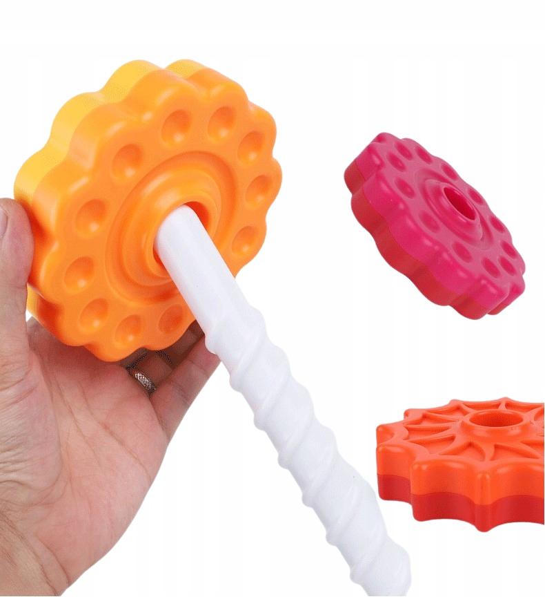 Zakręcona Piramida Spirala Kolorowa Wieża Klocki Tęczowa Edukacyjna 41Cm