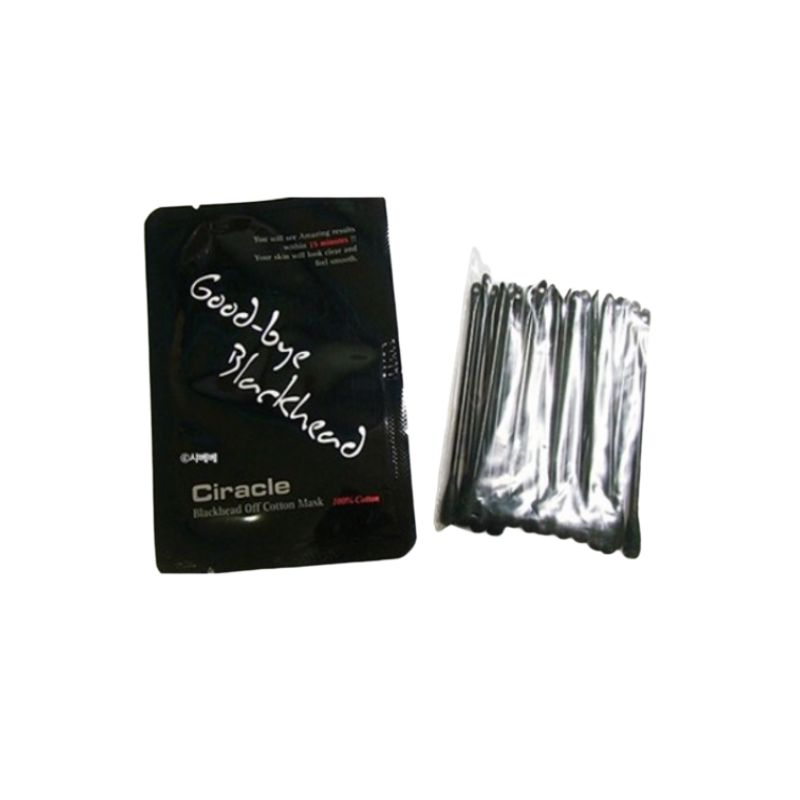Ciracle Máscara de Algodão Removedora de Cravos (5ml x 20 Folhas) + Cotonetes de Sebo (Pacote com 20 unidades) - Conjunto de Limpeza de Poros e Controle de Oleosidade