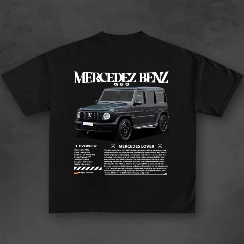 2025 Potištěné Vintage Tričko Bavlna Vzor Mercedes Benz Krátký Rukáv Streetový Trend Hip Hop Harajuku Unisex a Unisexová Trička