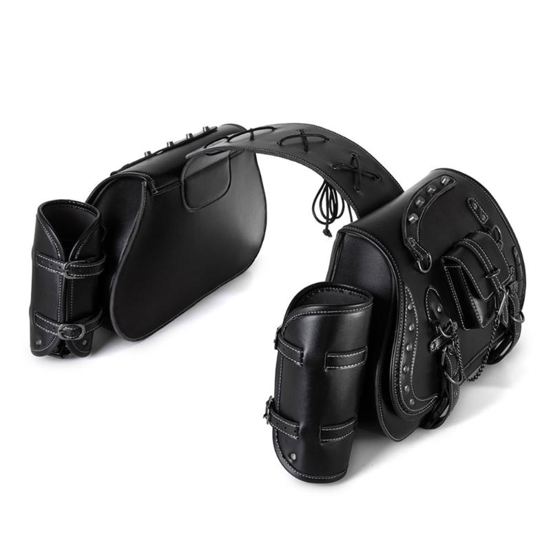 1 Pair Retro Punk Style Saddlebag Motorcycle Tool Bag Waterproof Travel Luggage Storage Bag Motorbike Over Saddlebag