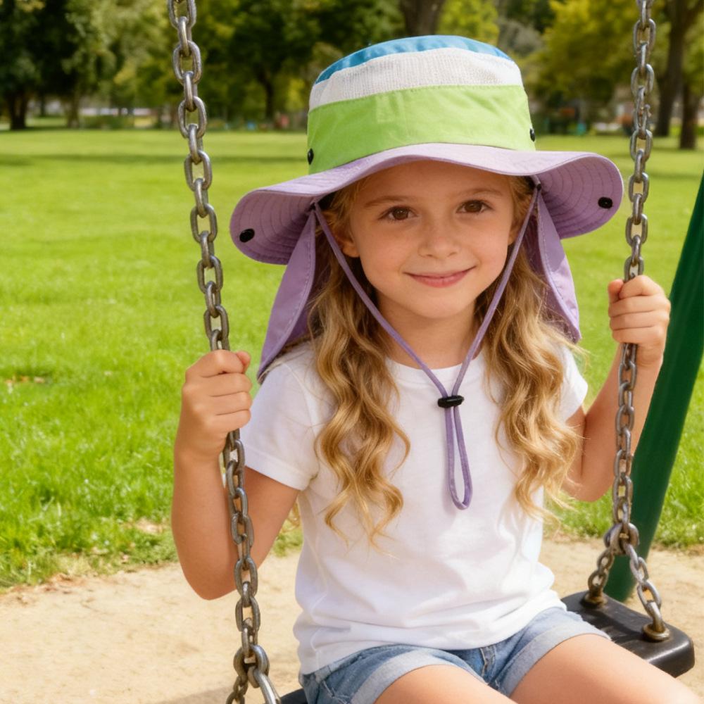 Children's Wide Brim Sun Hat for Outdoor Activities with Neck Protection - Breathable Summer Bucket Hat for Boys and Girls.