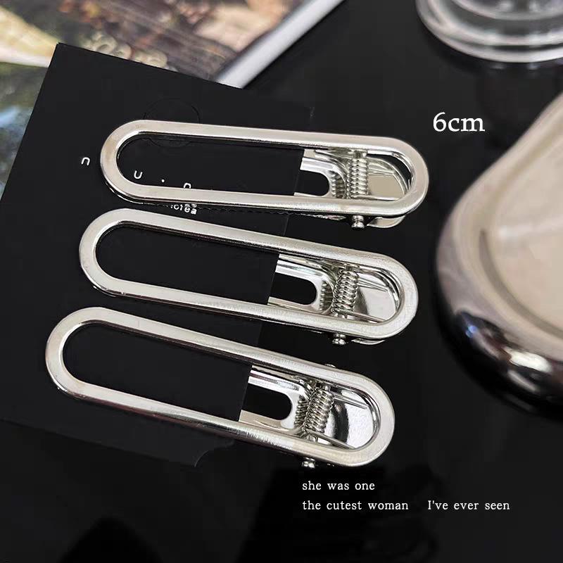 Silver Hollow Metal Hairpin for Women - Duckbill Clip for Forehead & Side Bangs