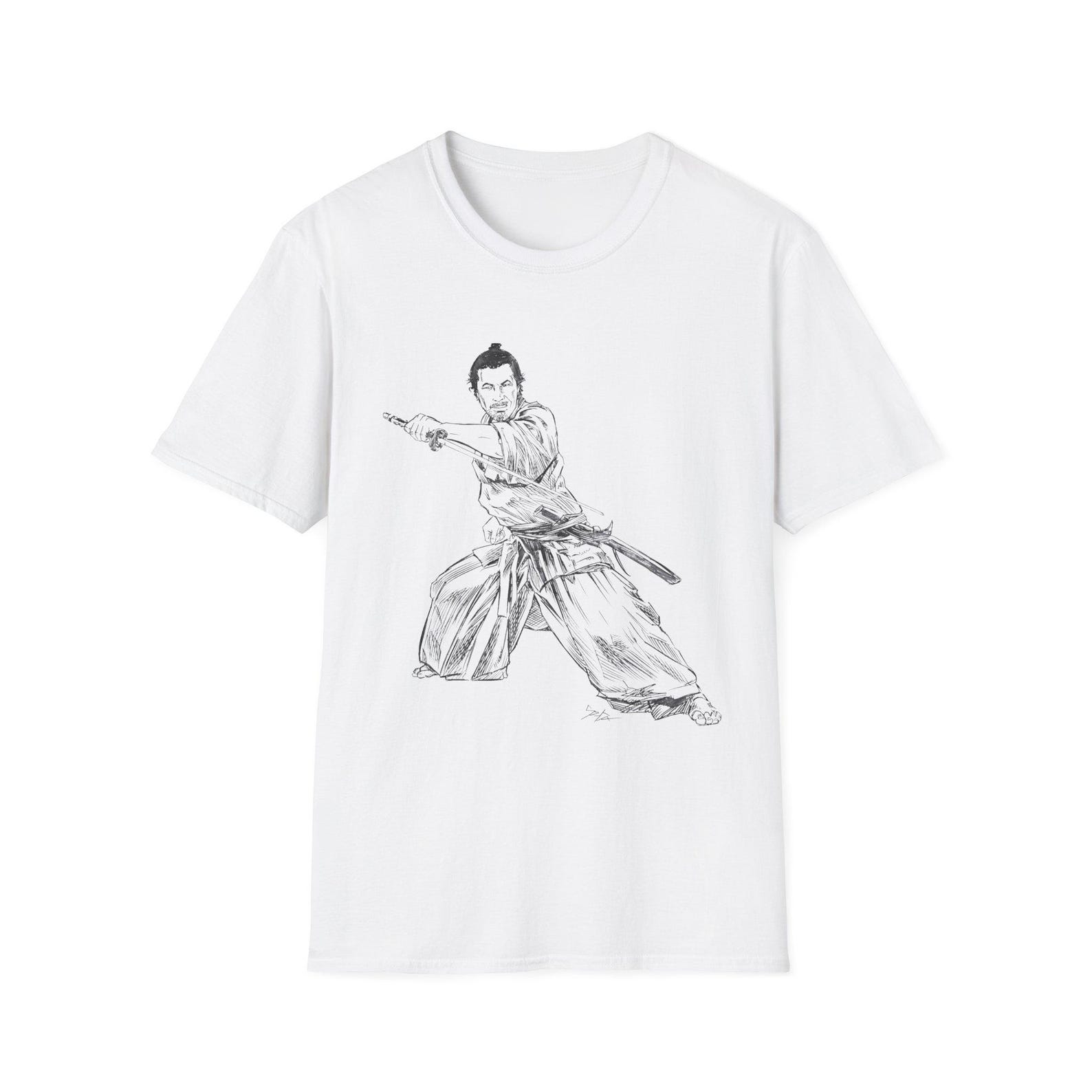 Samurai Martial Arts Inspired Unisex T-Shirt, Softstyle Tee for Karate Lovers, Toshiro Mifune, Sanjuro, Yojimbo, seven samurai, Rashomon S