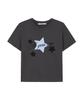 Aejeuyua Star Patch Loose Crop T-Shirt Charcoal