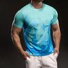 Summer Sports Style Star Print Casual Short-sleeved T-shirt Fashionable Slim Elastic Fitness Outdoor T-shirt