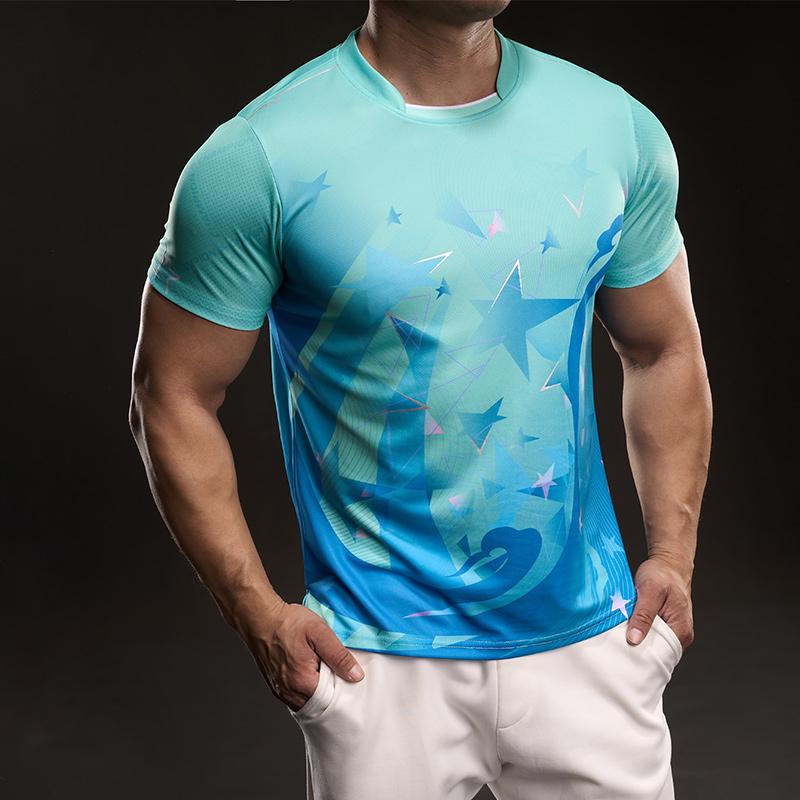 Summer Sports Style Star Print Casual Short-sleeved T-shirt Fashionable Slim Elastic Fitness Outdoor T-shirt