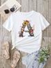Custom Name Letter Combination Fashion Women T-shirt Floral Letter Font A B C D E F G Short Sleeve Tops White T-shirt