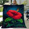 1pc Red Flower Printing Lightweight Flannel Blanket, Comfortable and Warm Blanket, for Camping Sofa Bed and Couch Office, In All Seasons