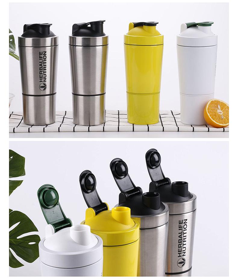 750ML 304 Edelstahl Shaker mit Skala - Outdoor Fitness Sportflasche mit großem Fassungsvermögen