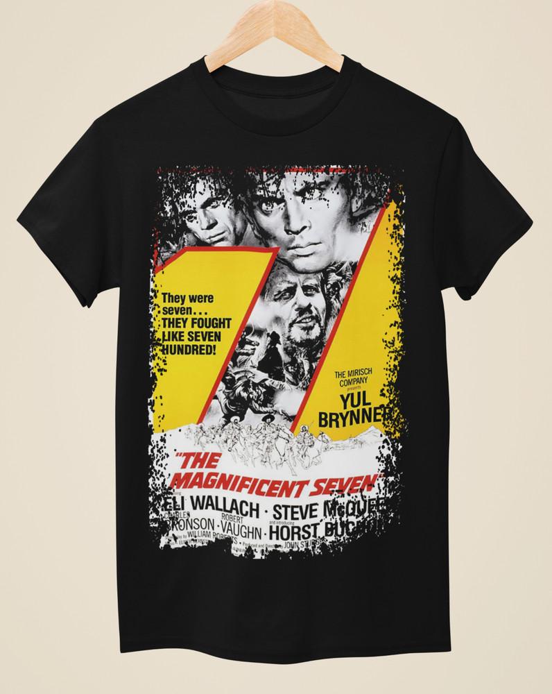 

The Magnificent Seven - Western Movie Poster inspired Unisex Black T-Shirt Unisex T-Shirt M