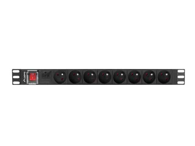 Servers Lanberg  Power Distribution Unit (PDU) 19" 1U 16A 2m 8x French Outlets | PDU-08E-0200-BK
