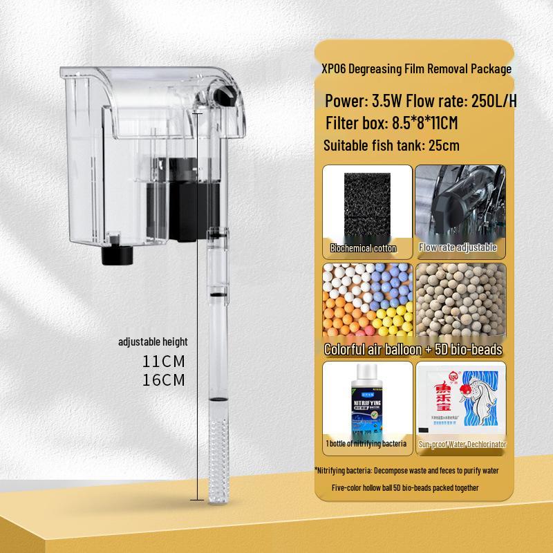 Wall-Mounted Aquarium Filter: Compact 3-in-1 External Purification & Circulation System