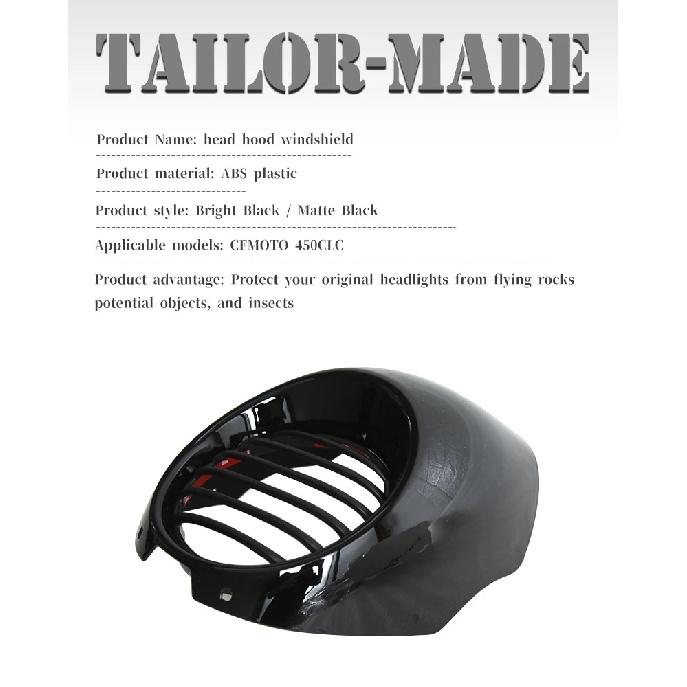 For CFMOTO 450CLC 450CL-C CLC450 450clc Clc450 Headlights Pig Head Cover Retro Front Windshield Large Lampshade Guide Cover