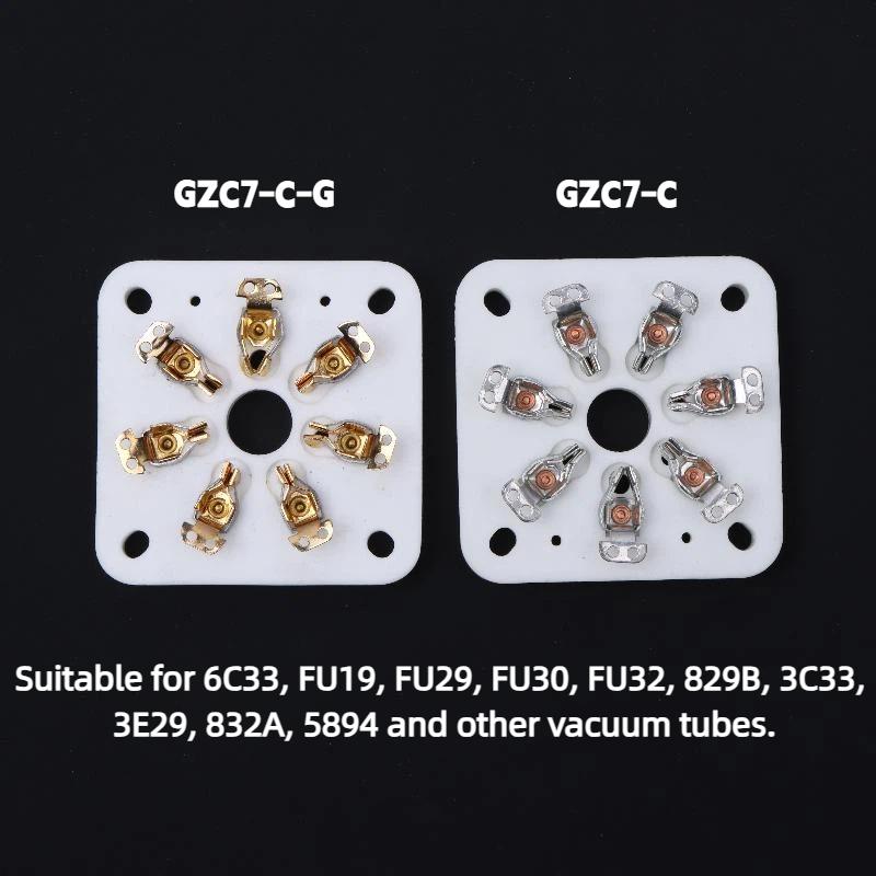 Panel Chassis Mount 7Pin Ceramic Vacuum Tube Socket For FU19 FU29 FU32 6C3 Vintage Tube Audio Amplifier Accessories