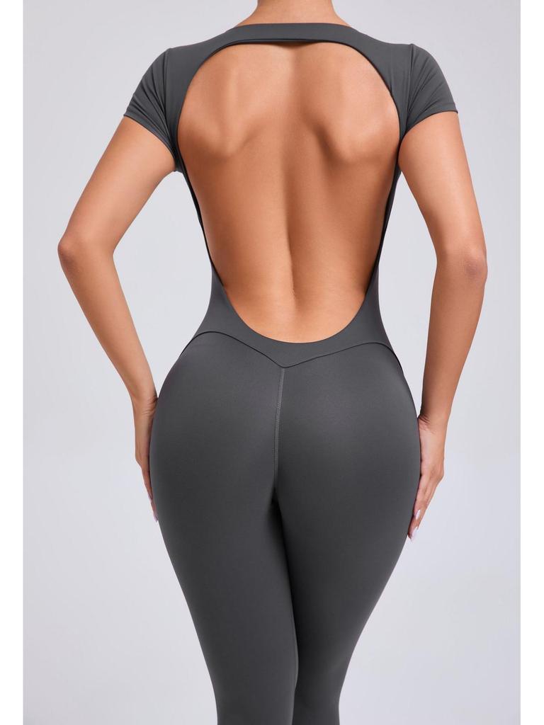 Combinaison Européenne-Américaine pour Femme à Dos Nu et Fesses Pêche Remontantes: Vêtements décontractés d'extérieur pour le yoga et le fitness