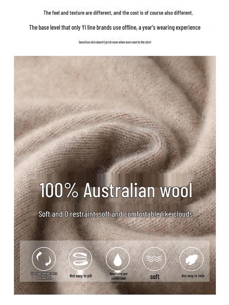 Men's 100% Pure Wool V-neck Thick Warm Business Casual Sweater