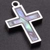 New Mixed Natural Shells Stainless Steel Cross Pendants For Jewelry Making Supplies Summer Charms In Bulk DIY Earrings Bracelets