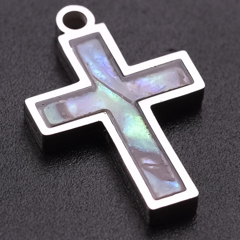 New Mixed Natural Shells Stainless Steel Cross Pendants For Jewelry Making Supplies Summer Charms In Bulk DIY Earrings Bracelets