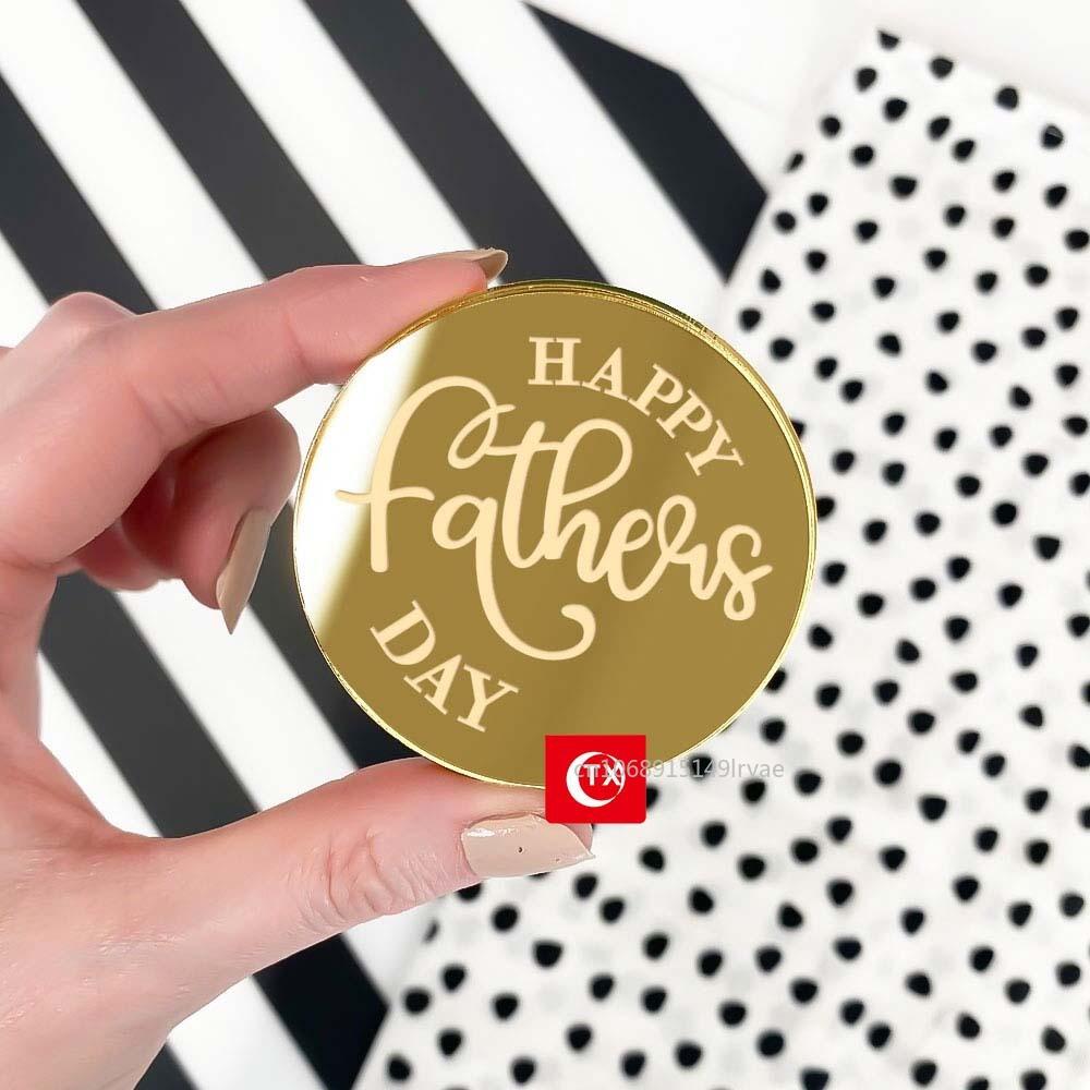 10/5pcs  Happy Father's Day Cake Topper Acrylic Gold Super Best Dad Cake Decor for Father Birthday Party Cupcake Decor