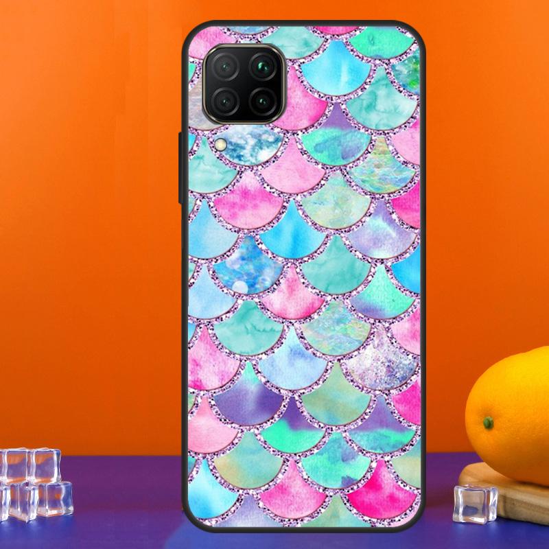 Watercolor Faux Mermaid Scales For Huawei Nova Y90 Y91 Y60 Y70 Y72 Y61 9 10 SE 12i 12s 11i 5T P60 Pro P20 P30 P40 Lite Case