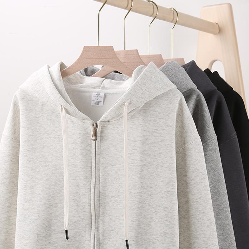 Cross-border Men's and Women's Hooded Zipper Cardigan: Trendy European and American Style Casual Solid Color Sports Jacket