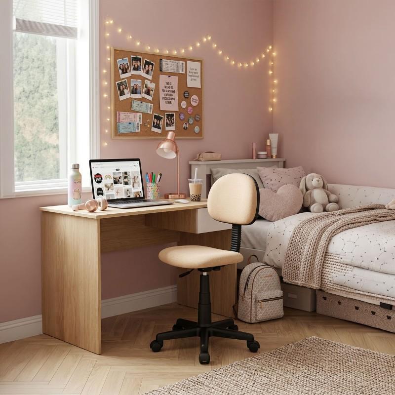 Ecla - Beige - Ergonomic Office Chair - Adjustable Height - Padded Backrest