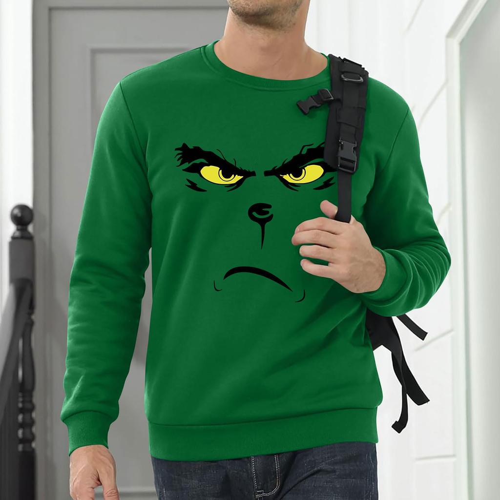 Herr Sweatshirt Julskjorta Långärmad Rolig Helg Crewneck Jul Toppar