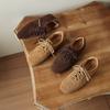 Krazing Pot Nubuck Round Toe Increased Lace Up Spring Autumn Shoes Big Size 41 Lace Up Women Leisure Shoes